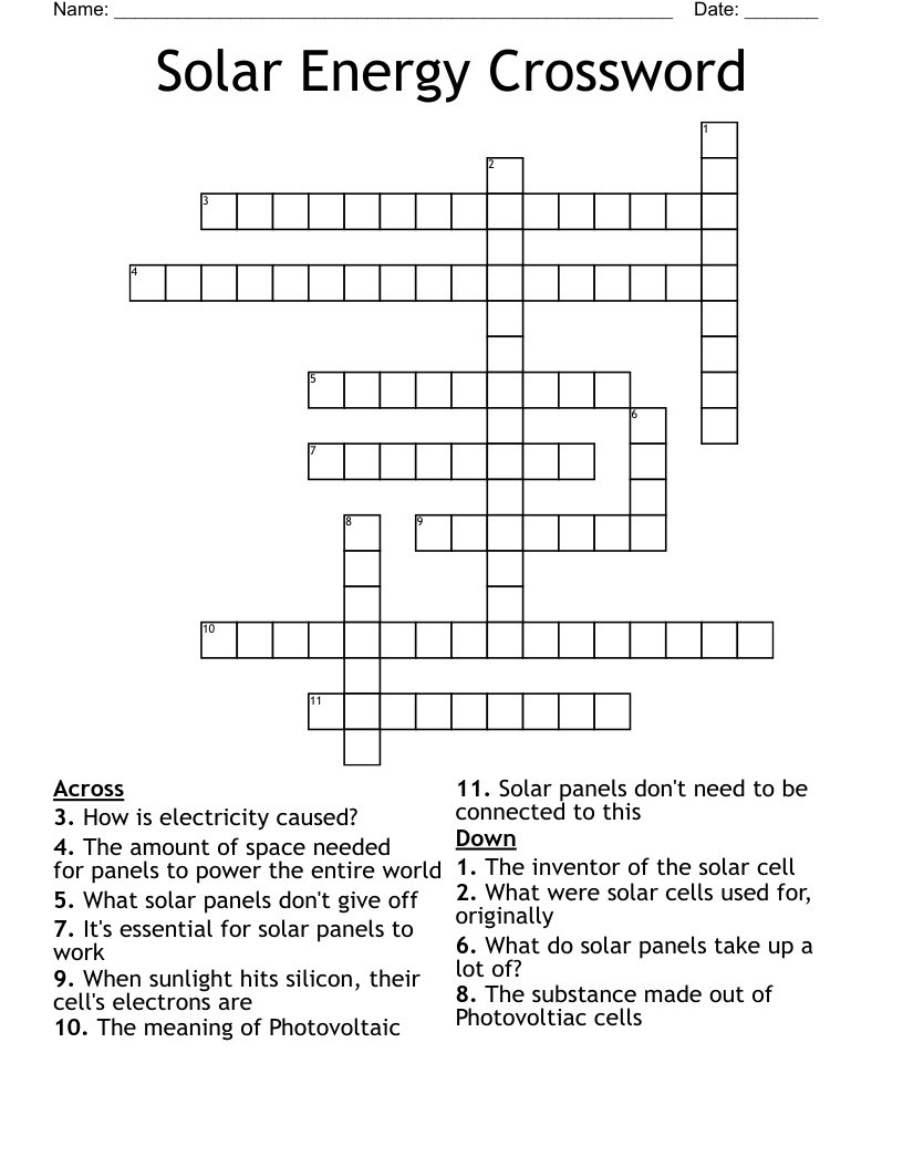 Solar Energy Crossword
