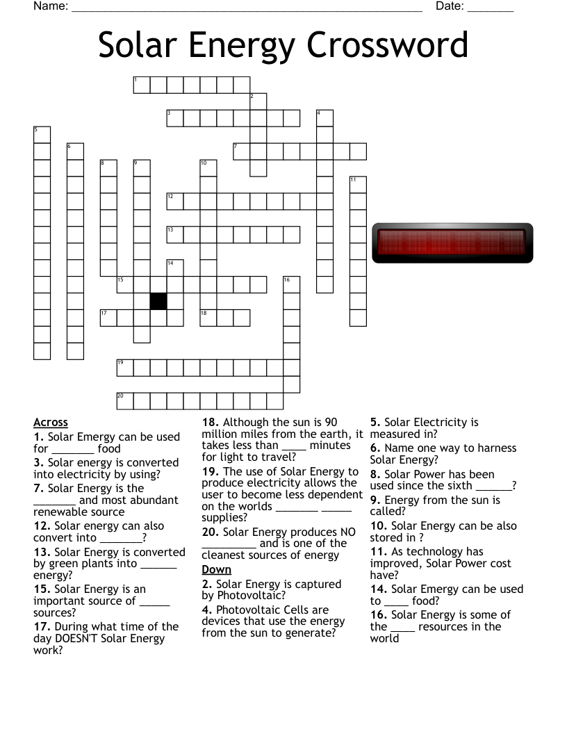 Solar Energy Crossword