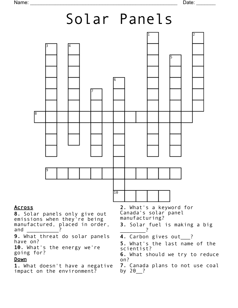 Solar Panels Crossword