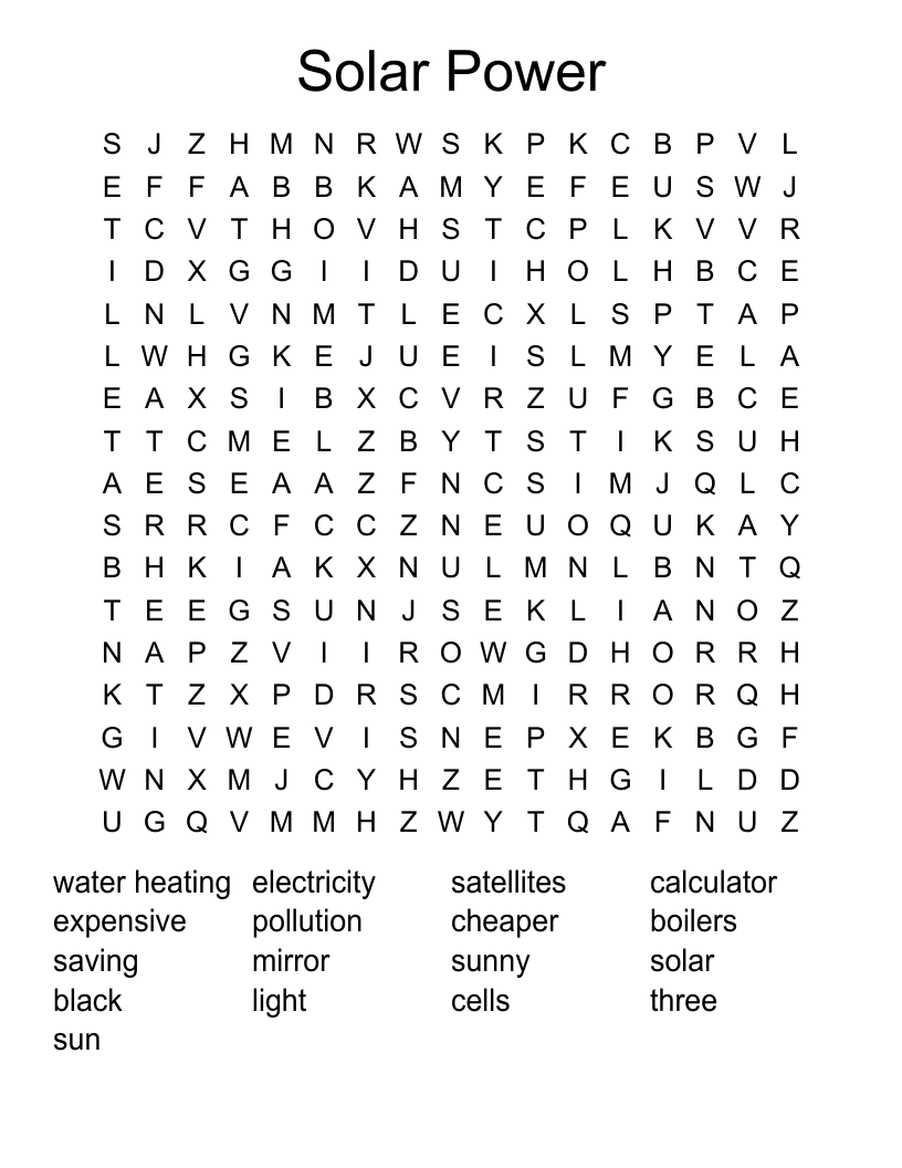 Solar Power Word Search