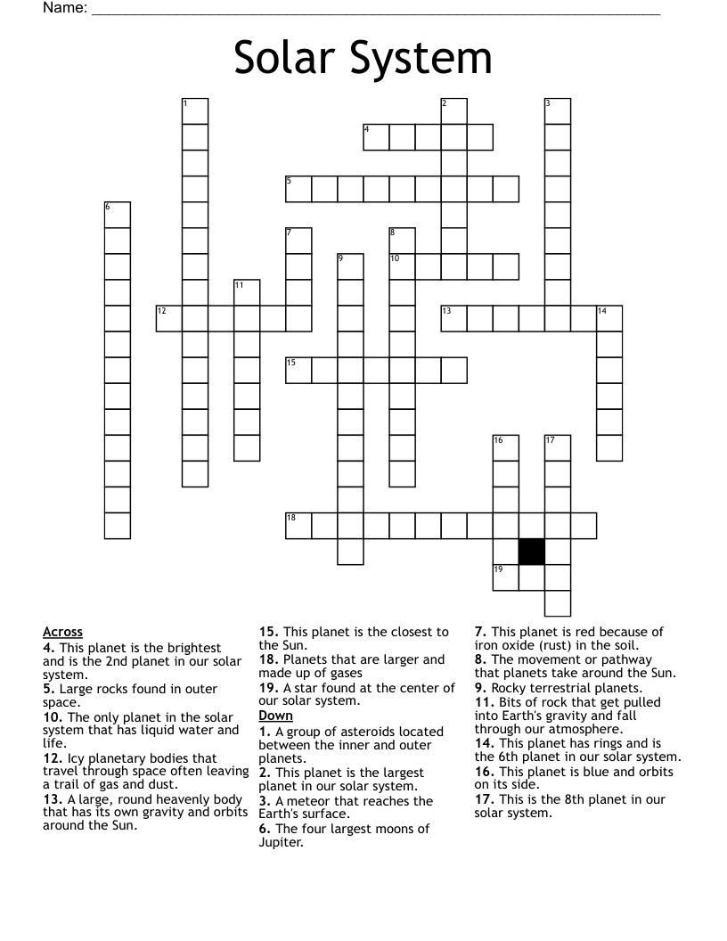Solar System Crossword