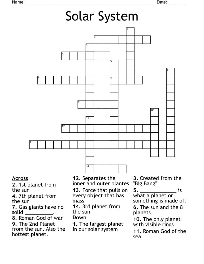 Solar System Crossword