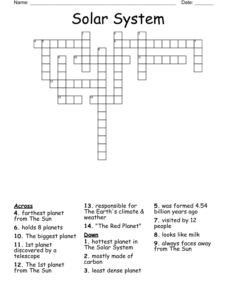 Solar System Crossword