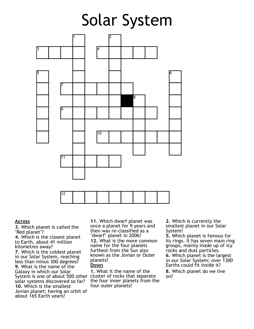 Solar System Crossword