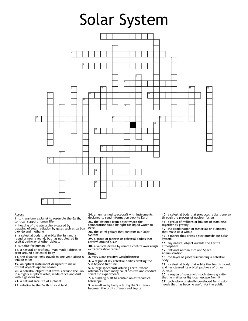 Solar System Crossword