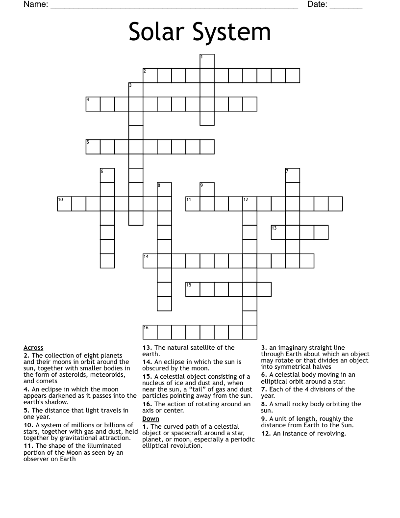 Solar System Crossword