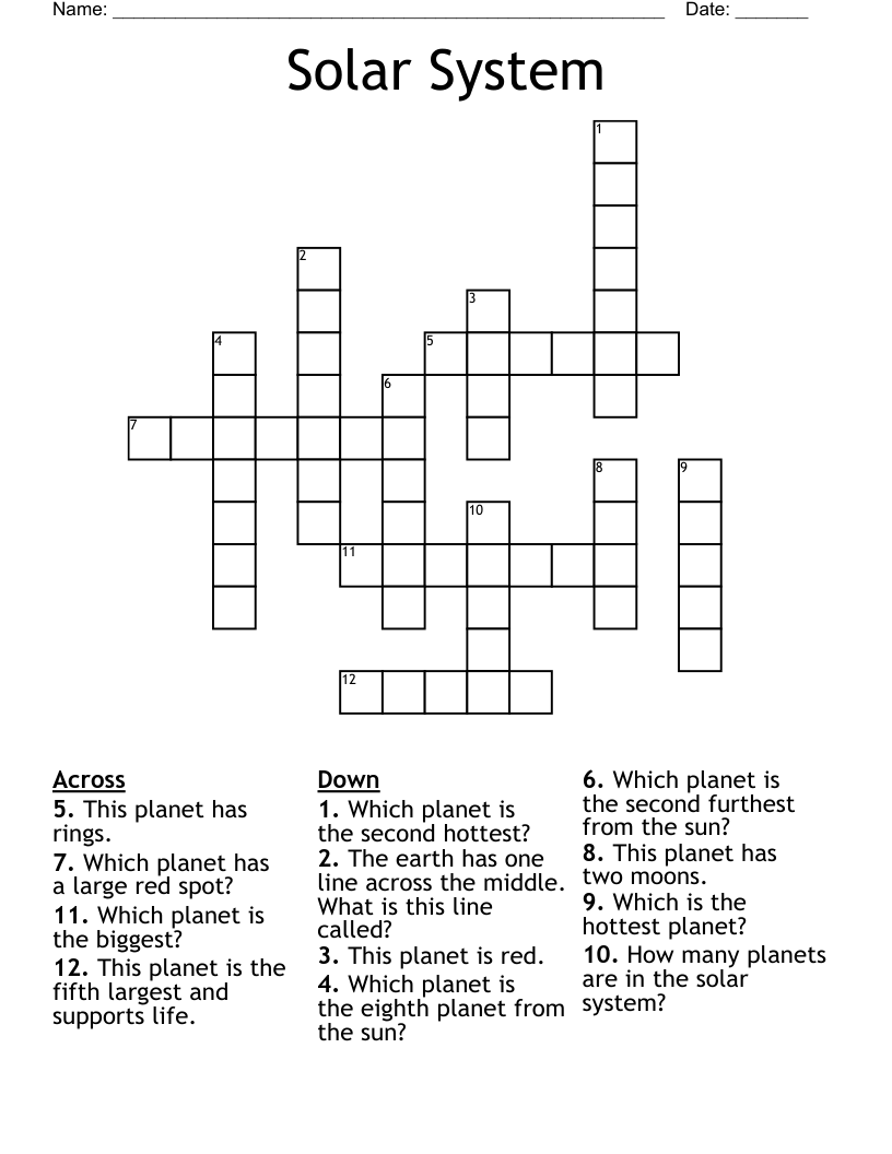 Solar System Crossword
