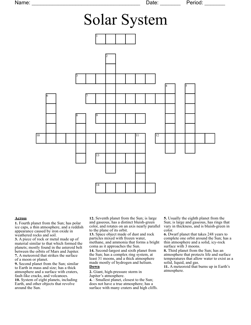 Solar System Crossword