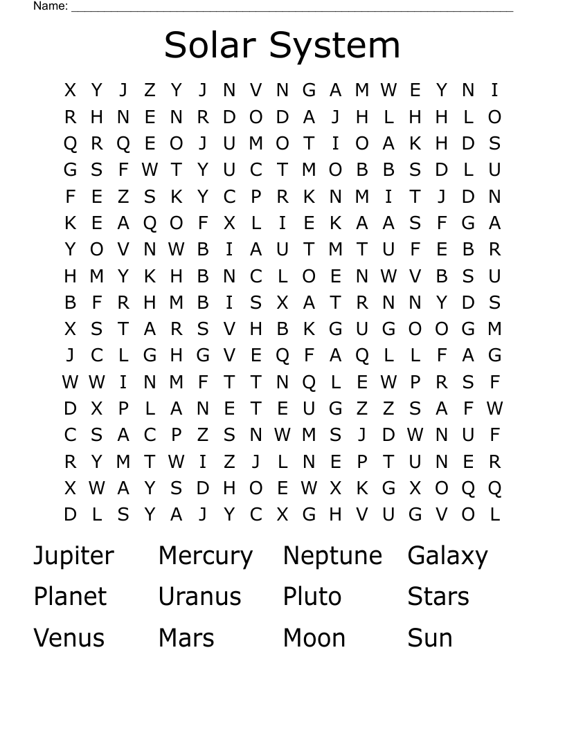 Solar System Word Search