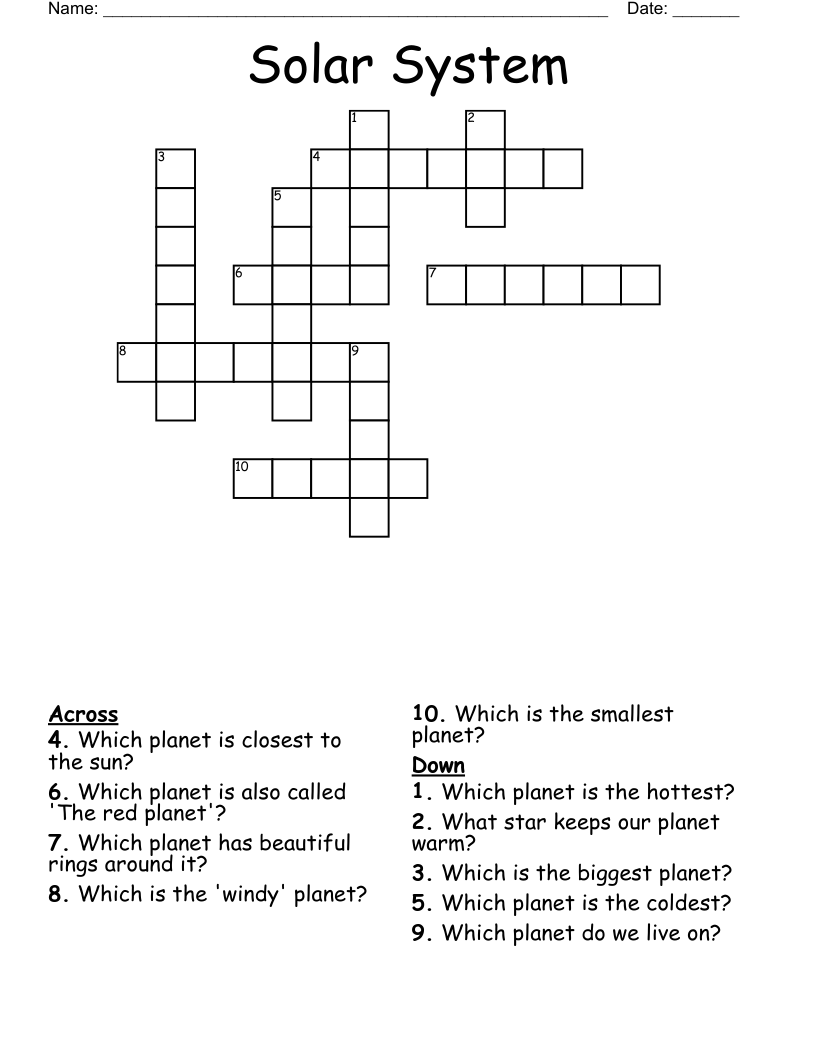 Solar System Crossword