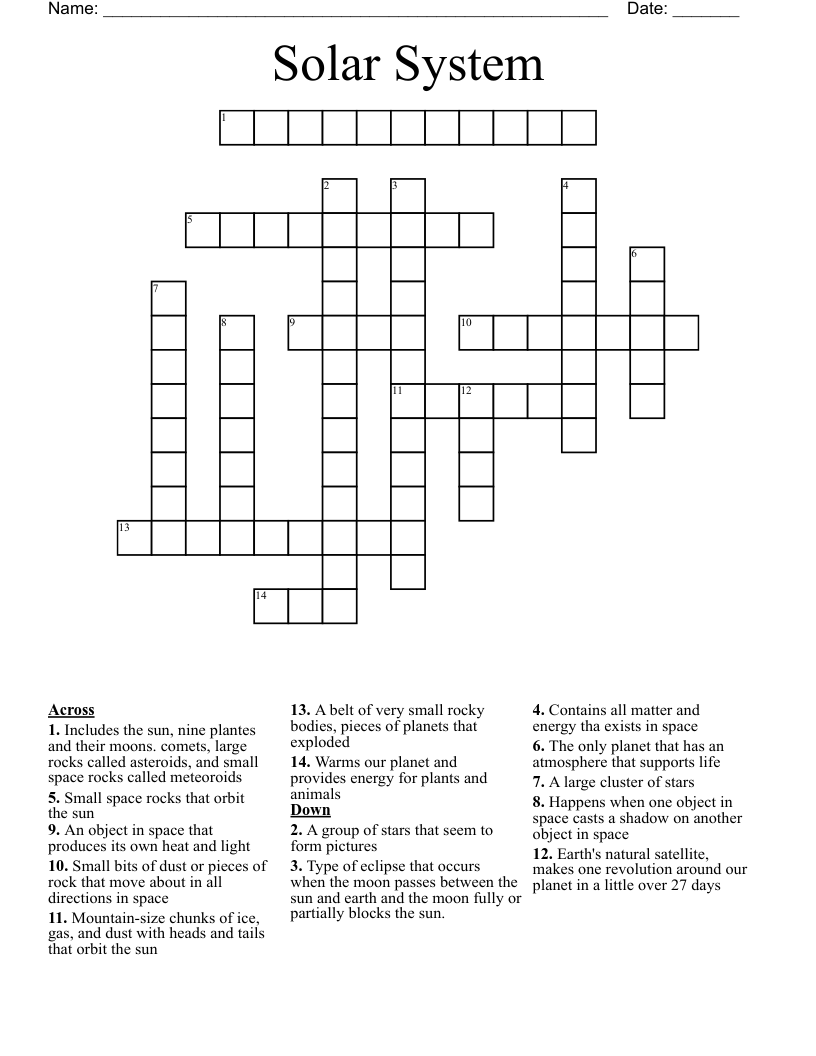 Solar System Crossword