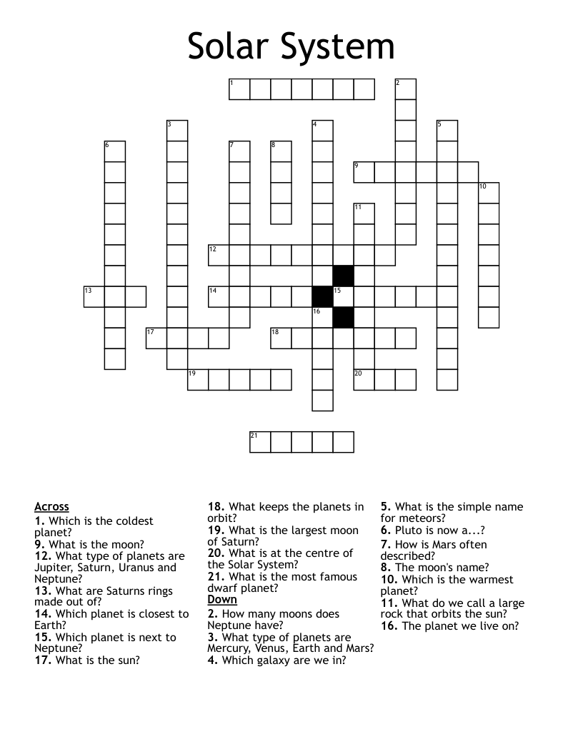 Solar System Crossword