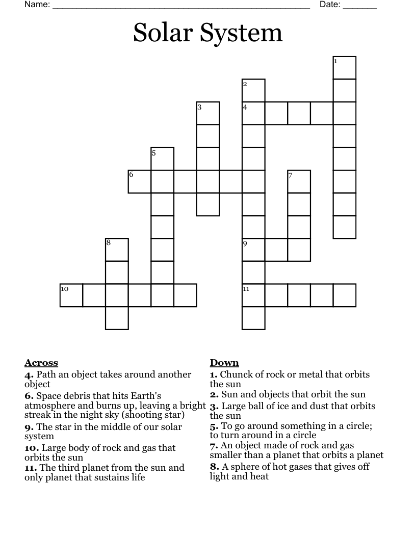 Solar System Crossword