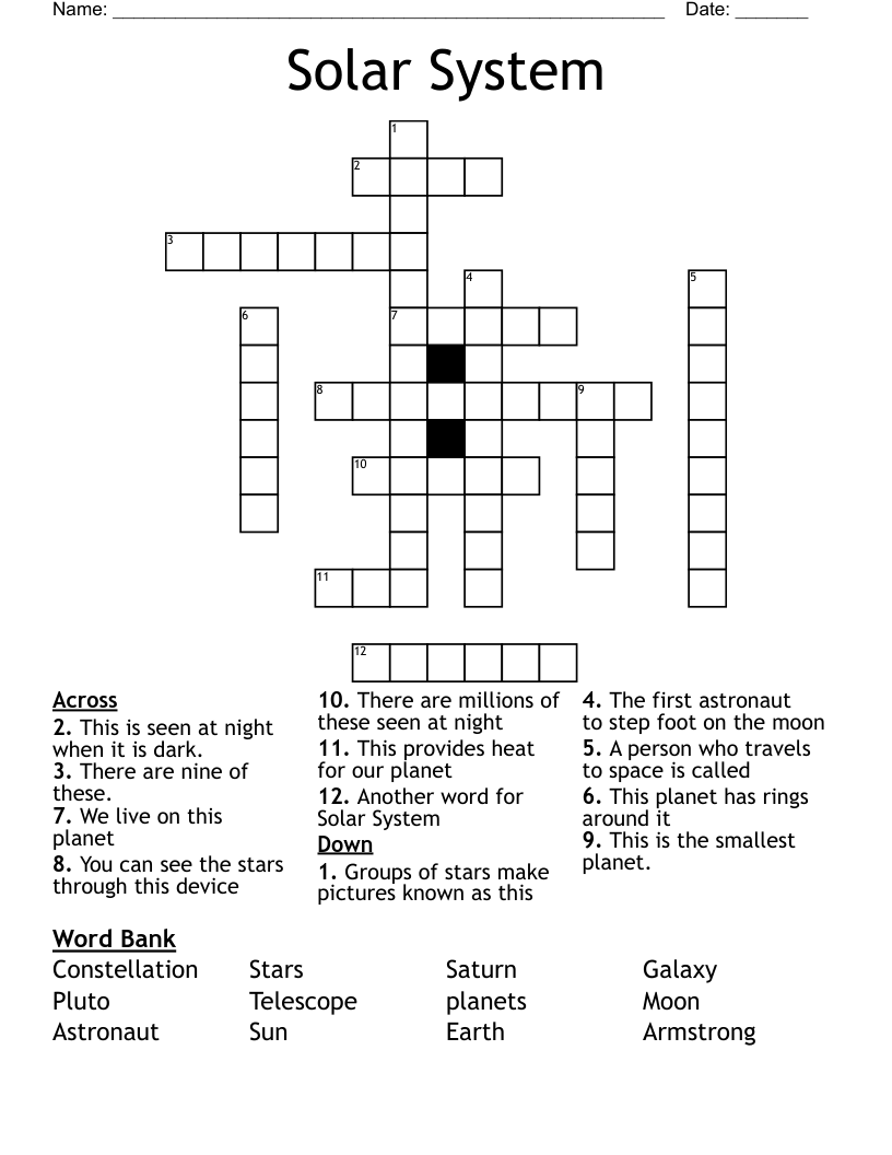 Solar System Crossword