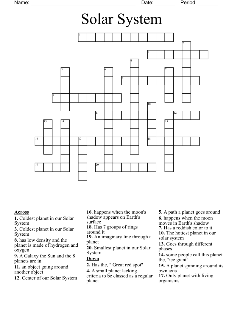 Solar System Crossword
