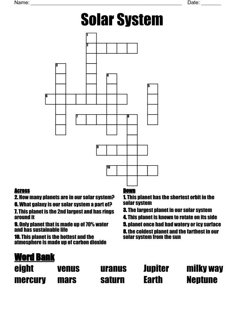 Solar System Crossword