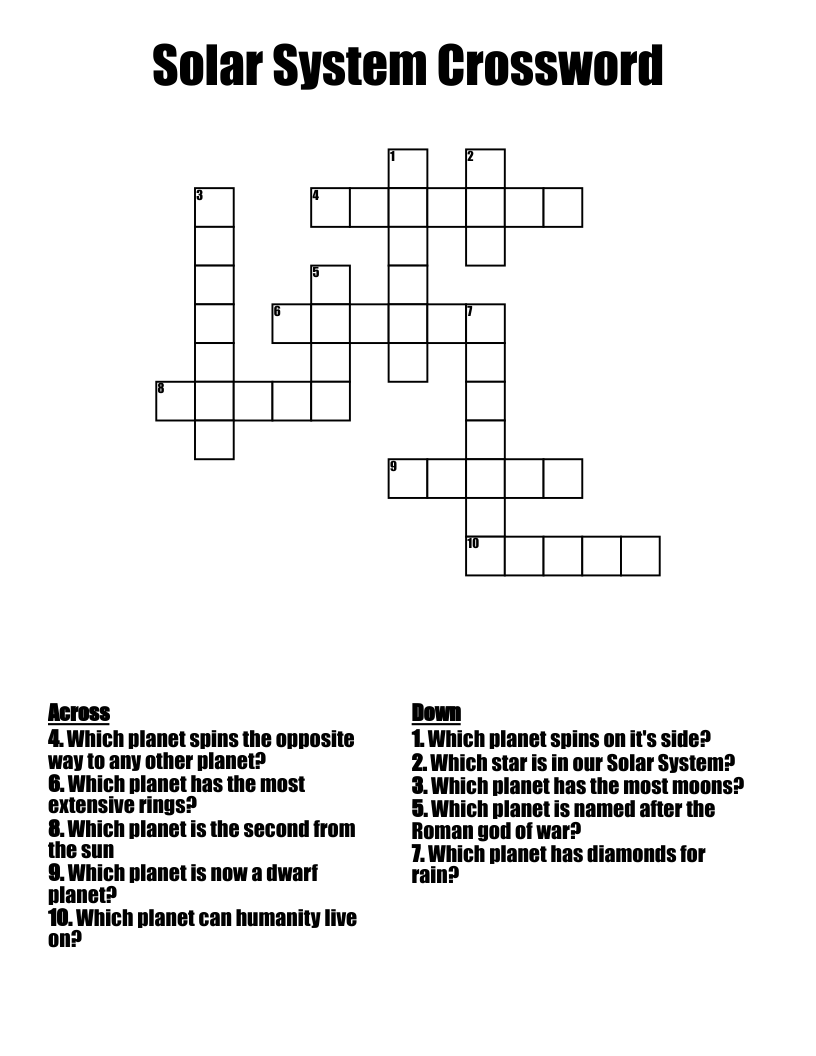 Solar System Crossword
