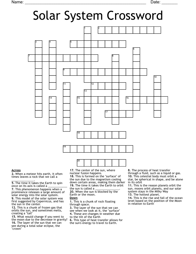 Solar System Crossword