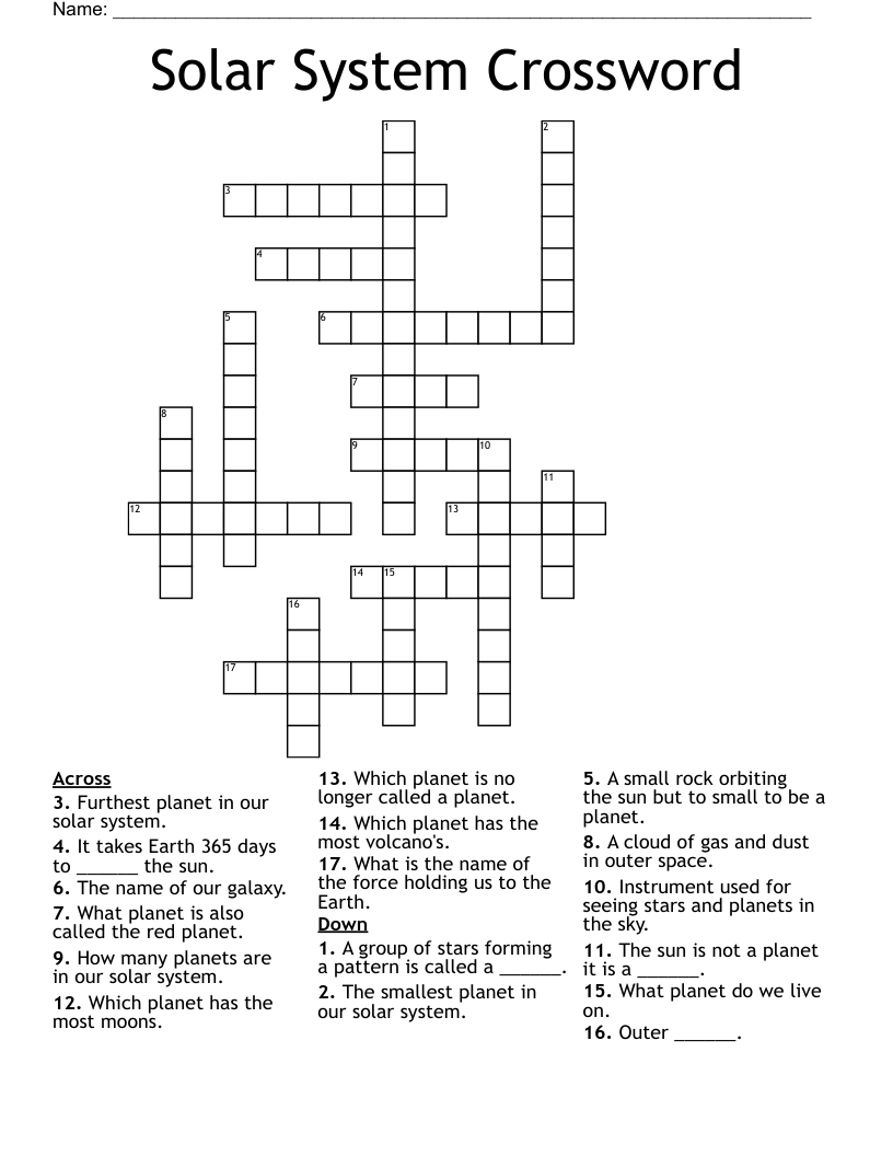 Solar System Crossword