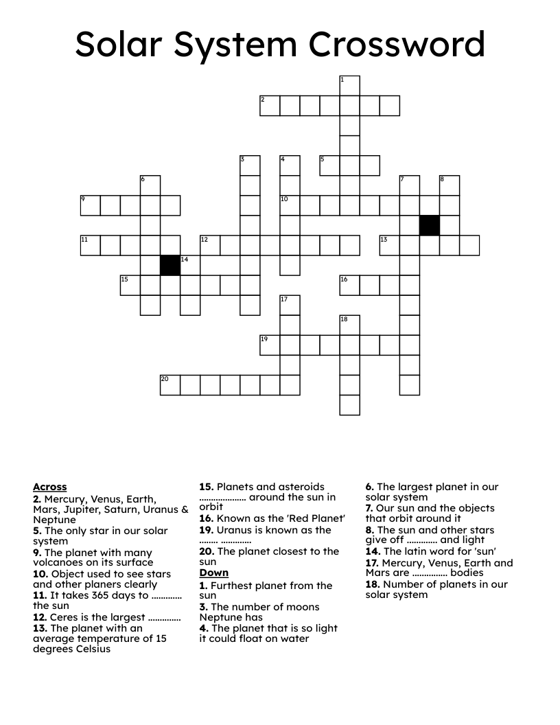 Solar System Crossword