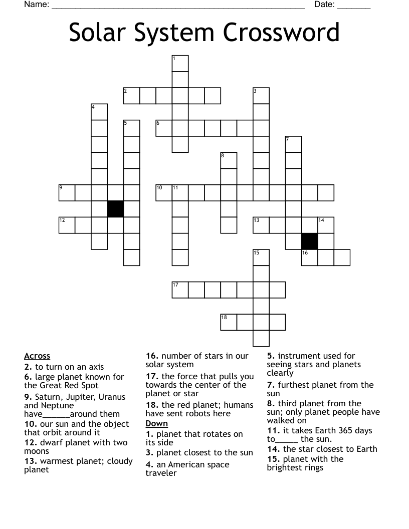 Solar System Crossword
