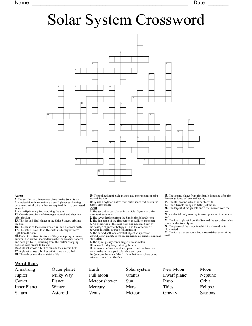 Solar System Crossword