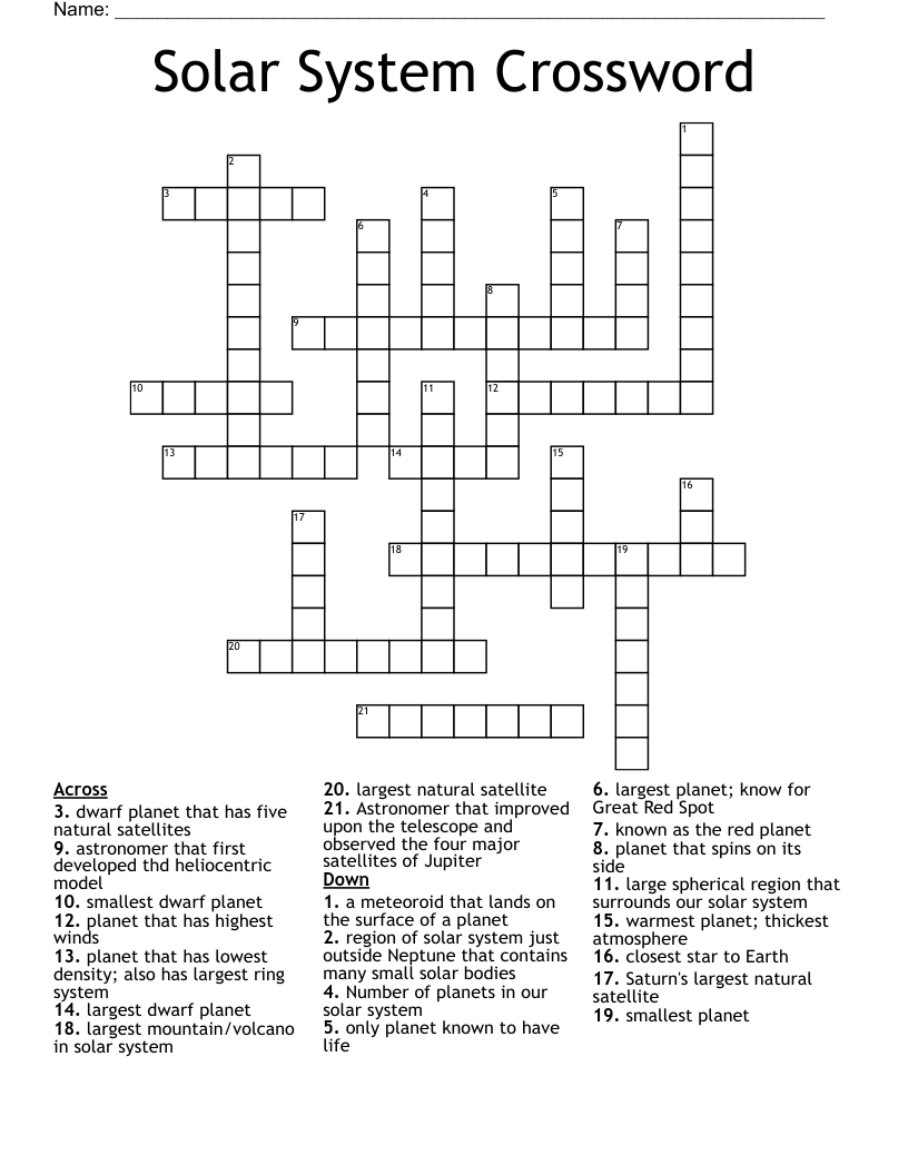 Solar System Crossword