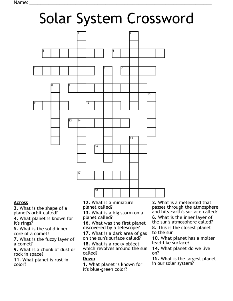 Solar System Crossword