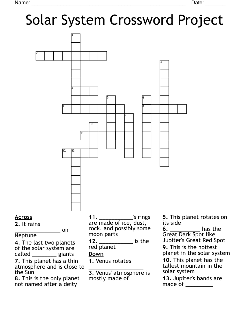 Solar System Crossword Project
