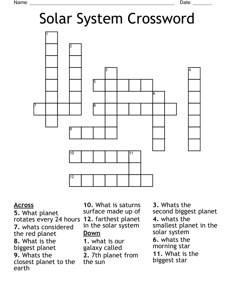 Solar System Crossword 
