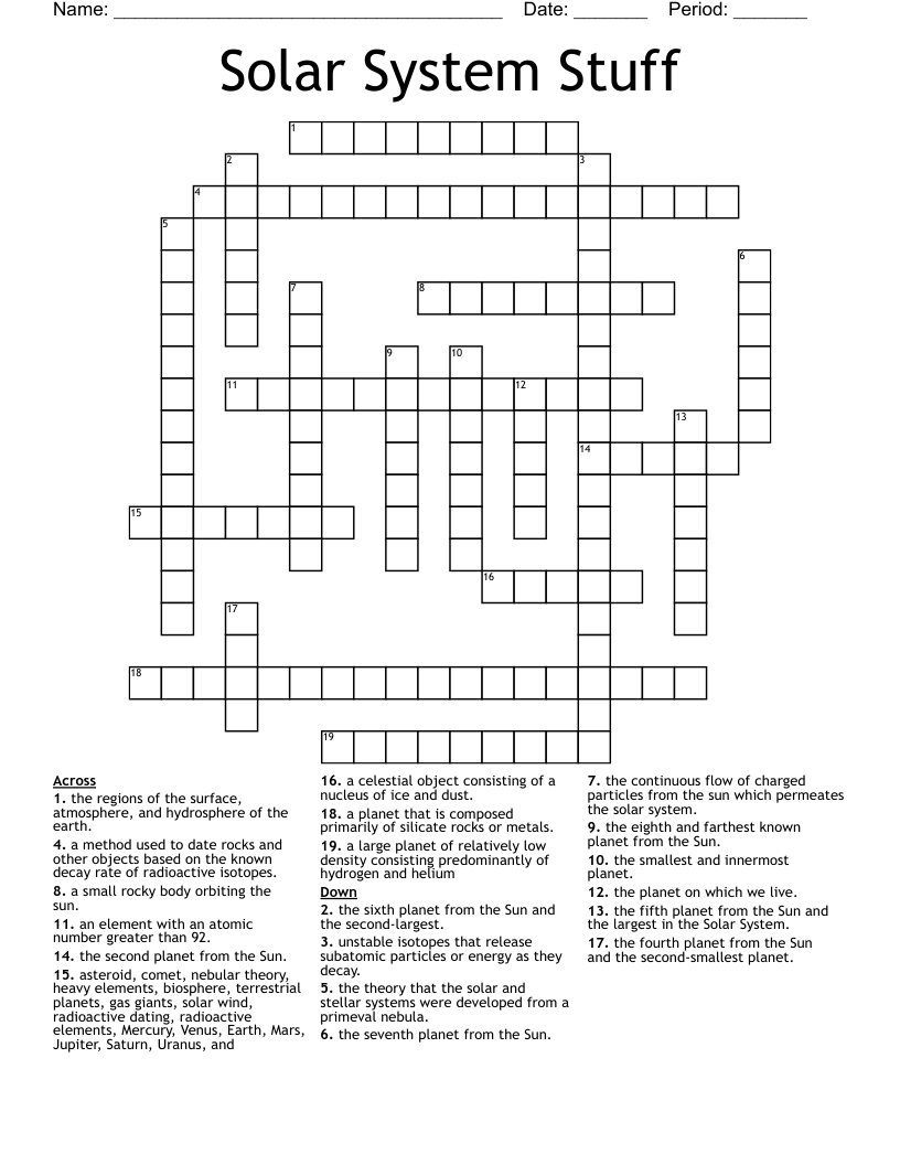 Solar System Stuff Crossword