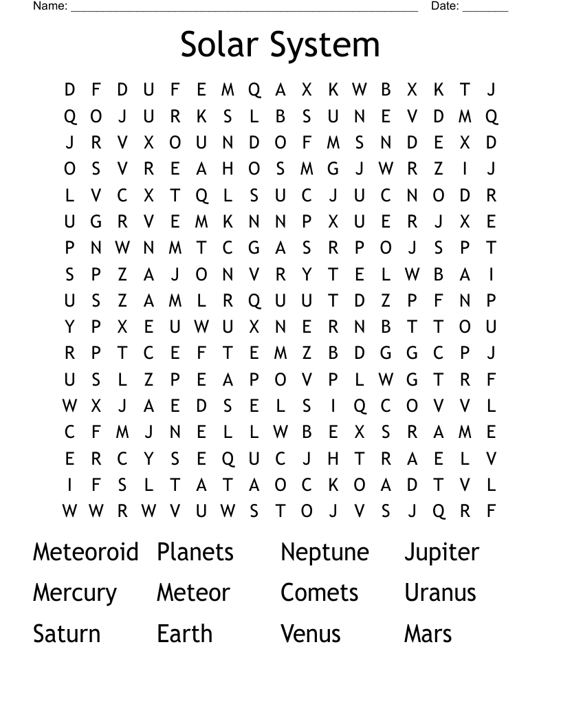 Solar System  Word Search