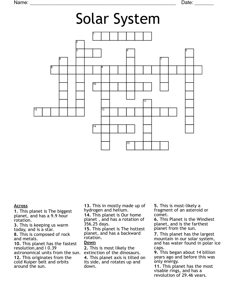 Solar System  Crossword