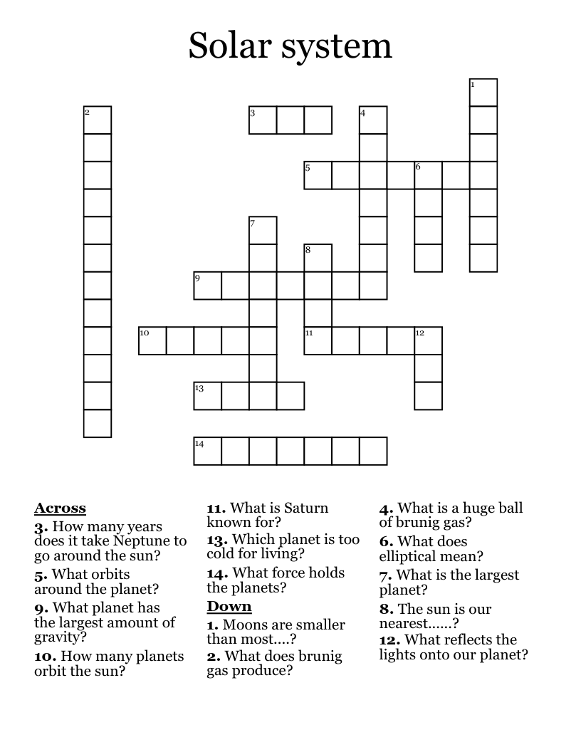 Solar system Crossword