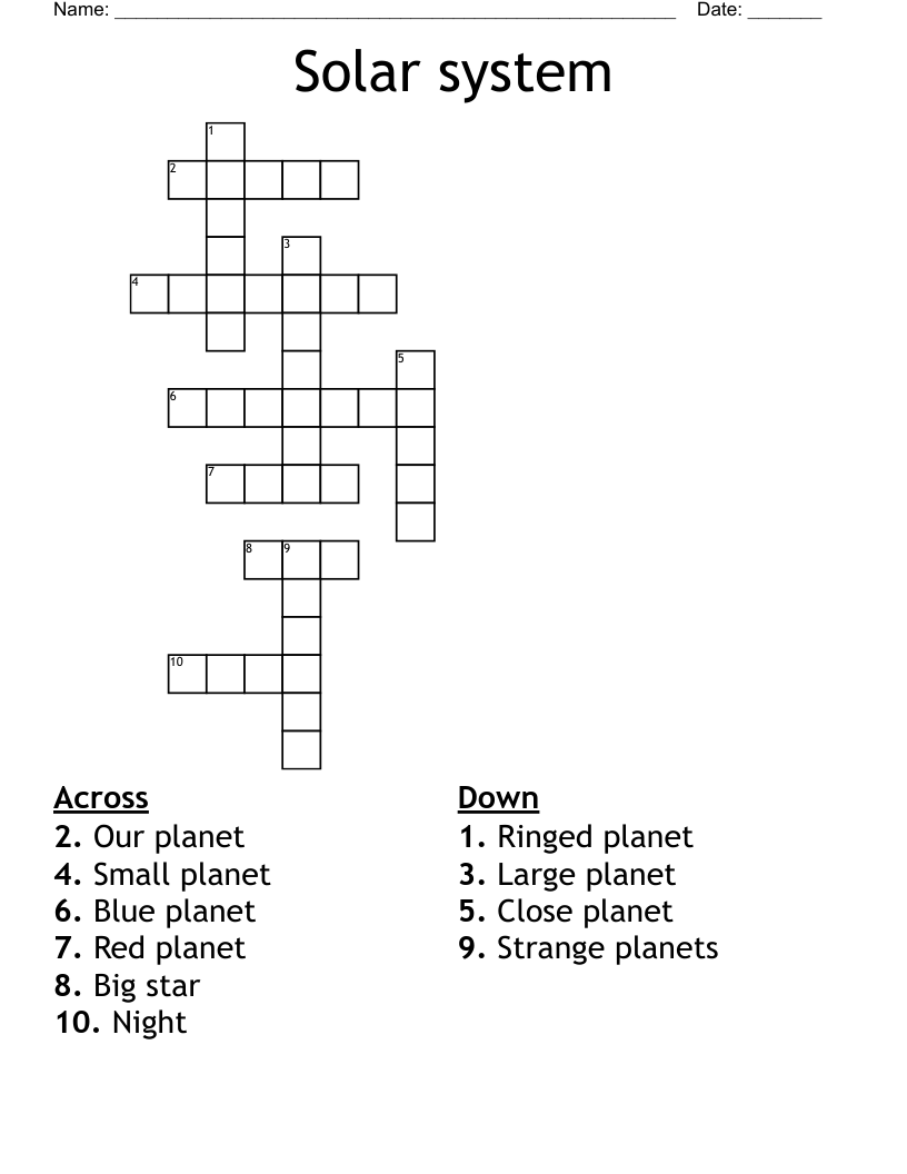 Solar system Crossword
