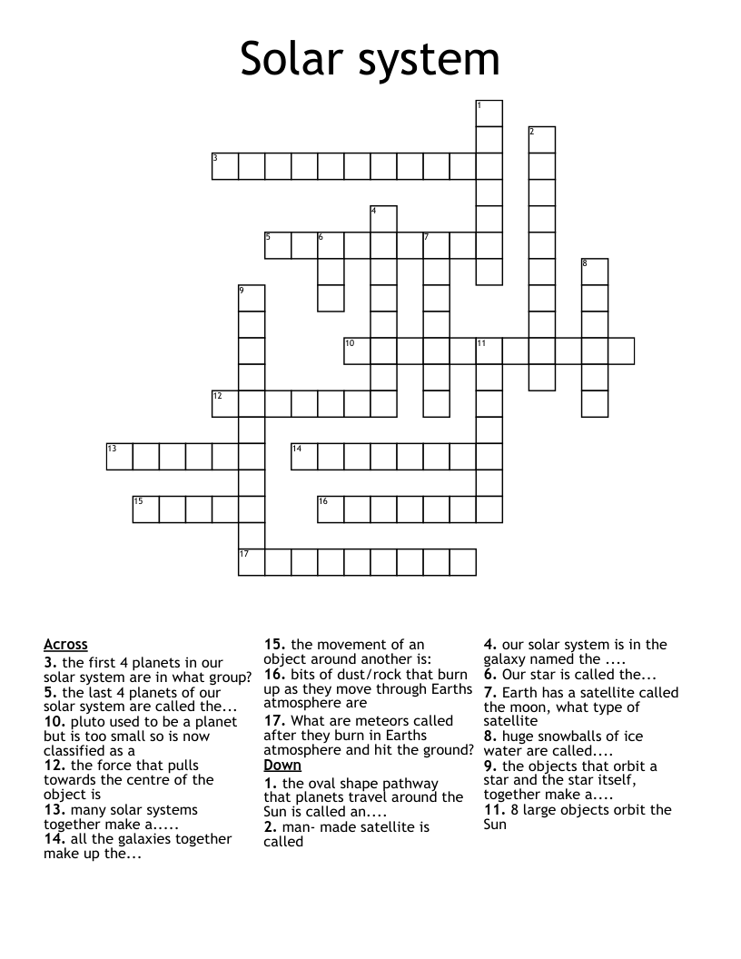 Solar system Crossword