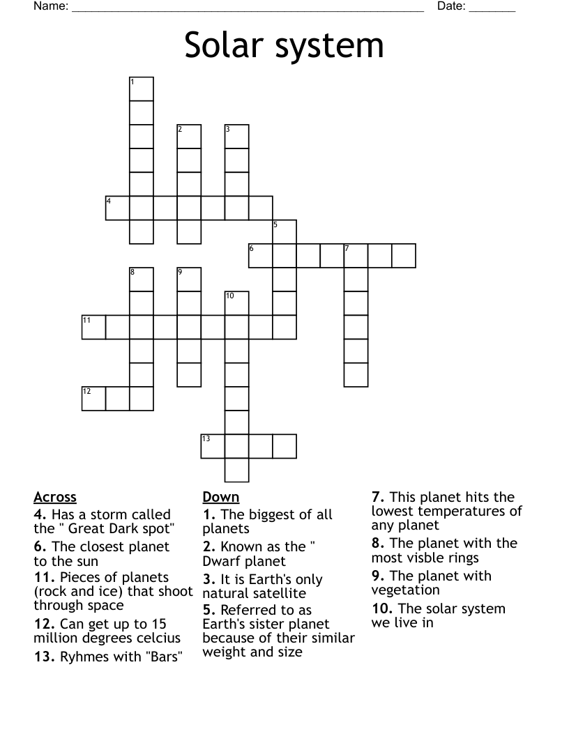 Solar system Crossword