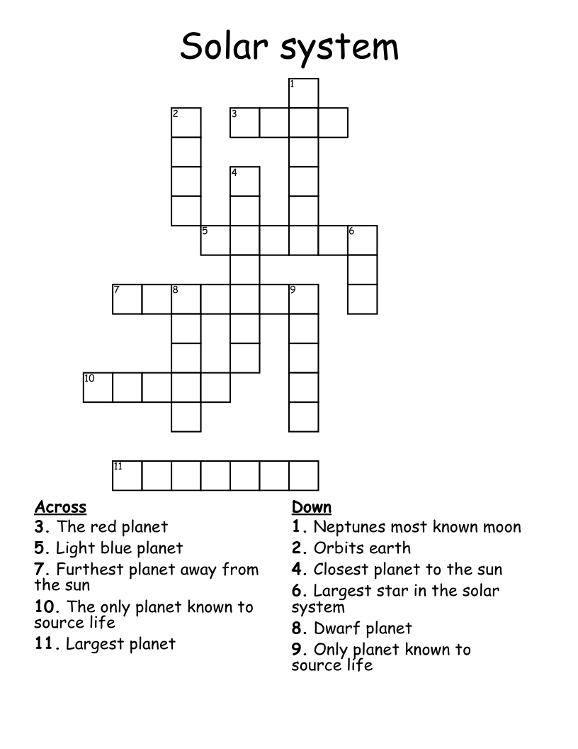 Solar system Crossword