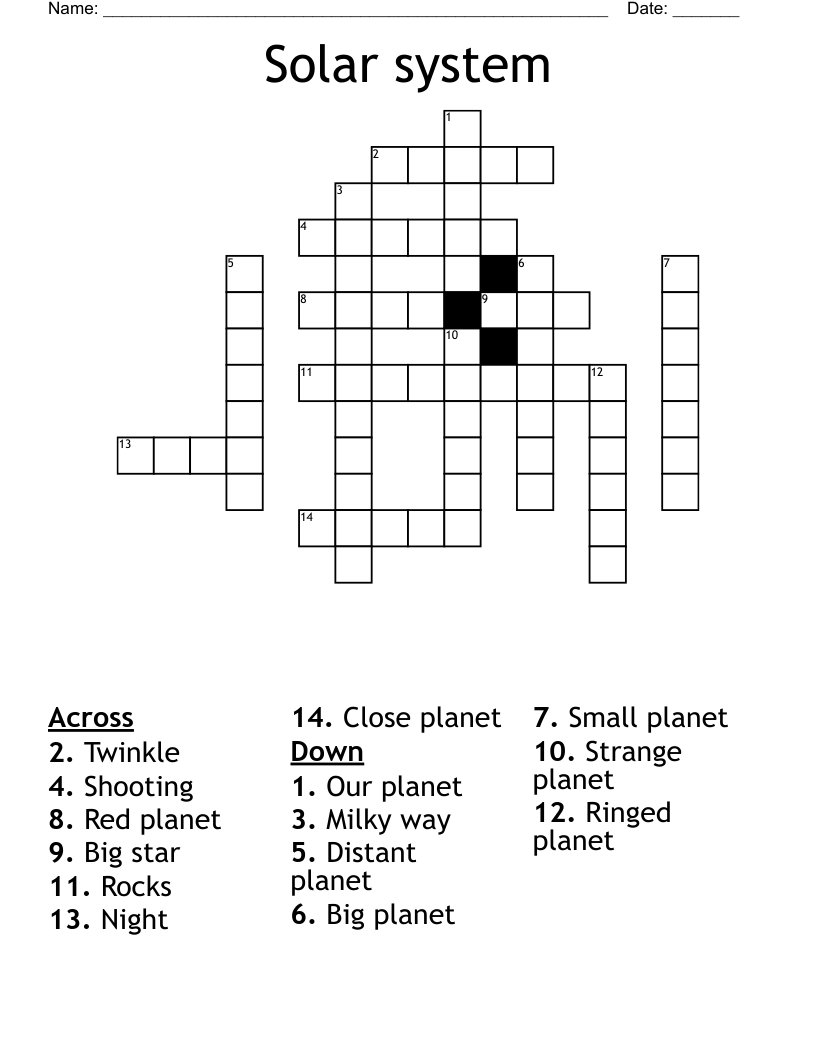 Solar system  Crossword