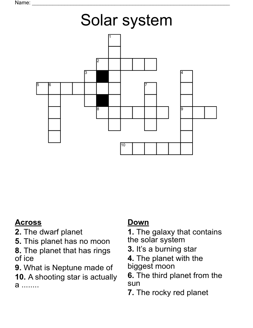 Solar system  Crossword
