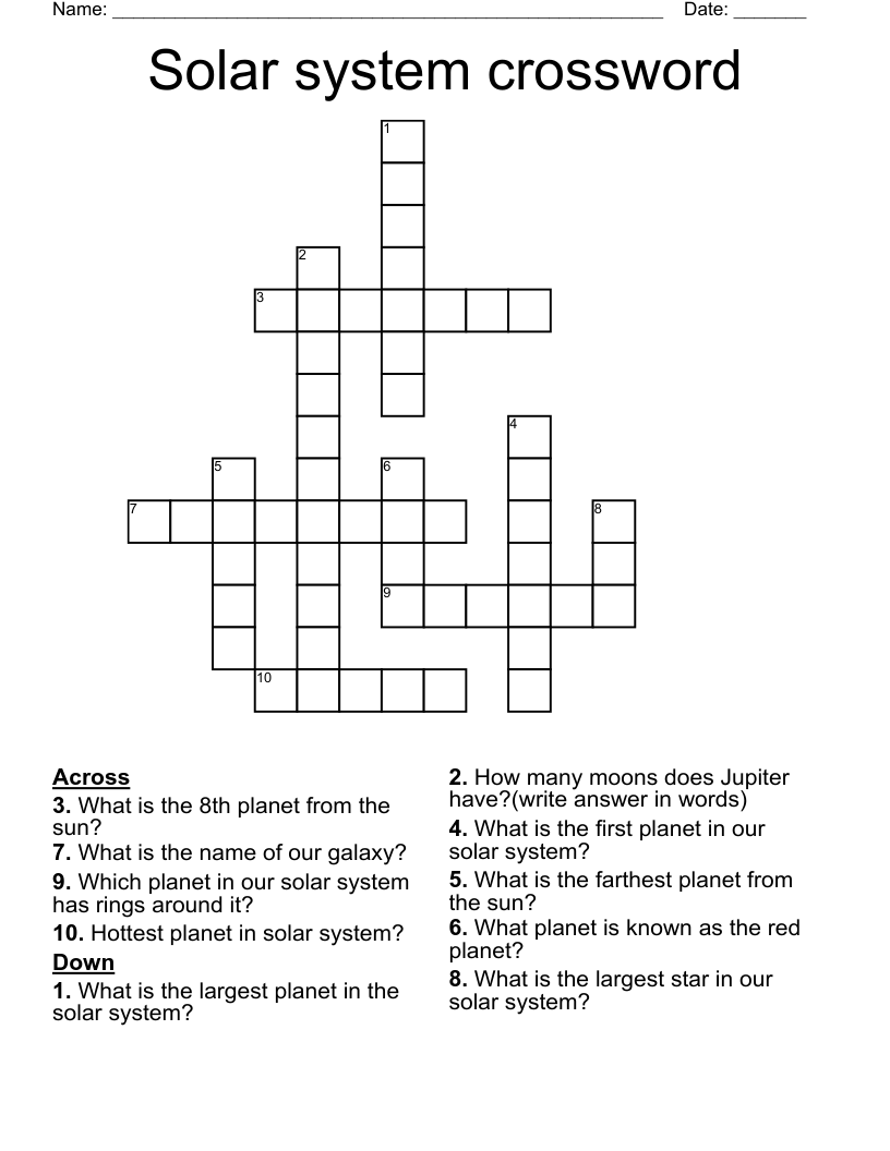 Solar system crossword 