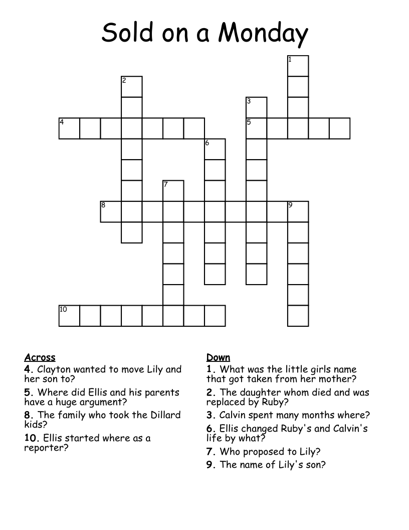 Sold on a Monday Crossword
