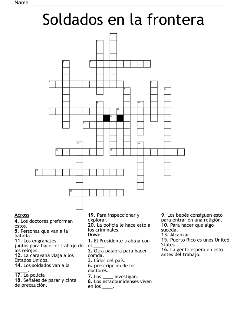 Soldados en la frontera Crossword
