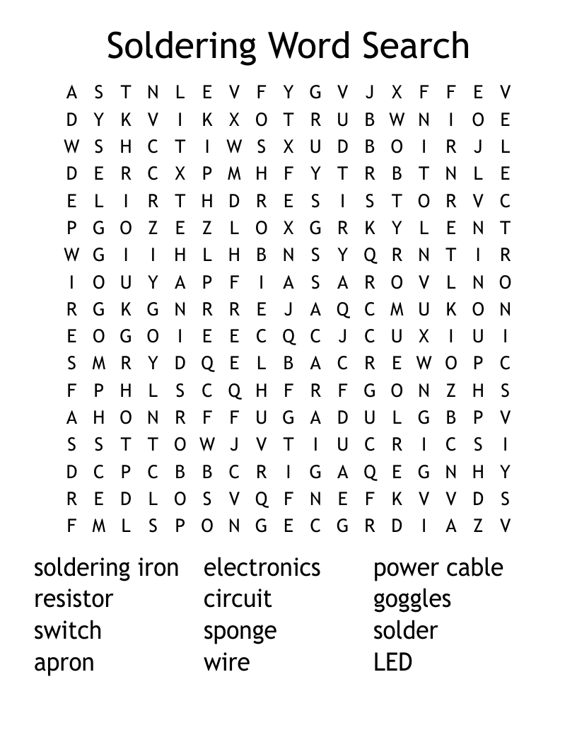 Soldering Word Search