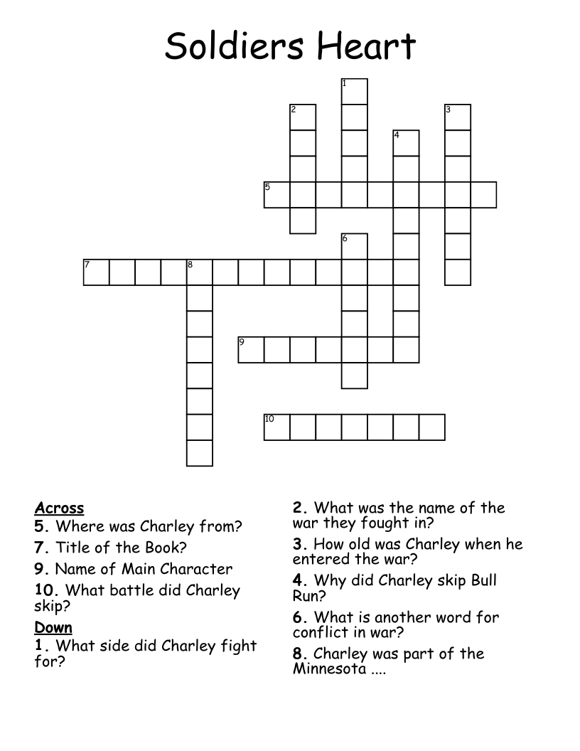 Soldiers Heart Crossword