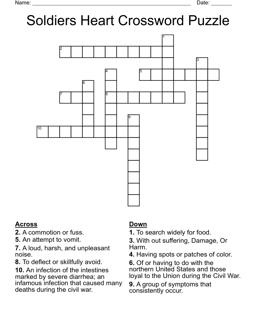 Soldiers Heart Crossword Puzzle
