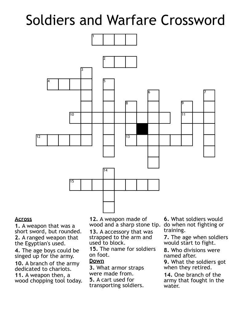 Soldiers and Warfare Crossword