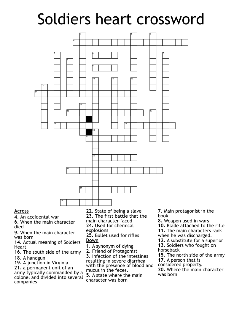Soldiers heart crossword