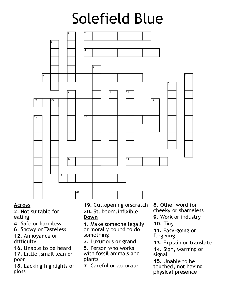 Solefield Blue Crossword