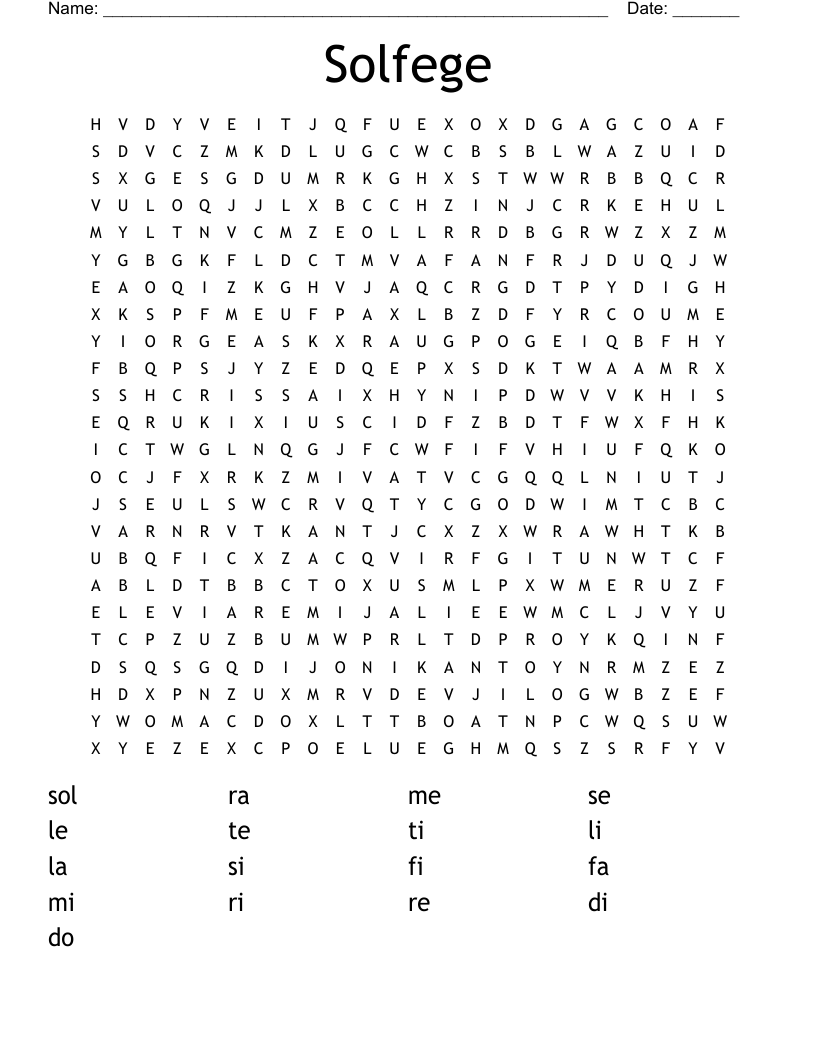 Solfege Word Search
